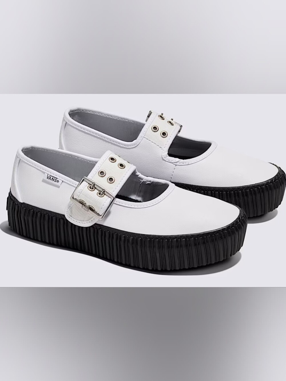 Vans Mary Jane Creeper 'Grunge Ballet - White Black' Shoes Size 7 Like New - Picture 2 of 9